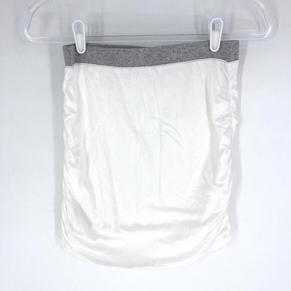 Splendid Supima Cotton White Ruched Mini Skirt with Grey Waistband Size Small - Picture 4 of 10